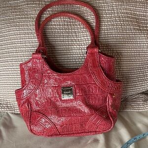 Elegant Koltov Dark Pink Croc-Embossed Handbag made by Koltov